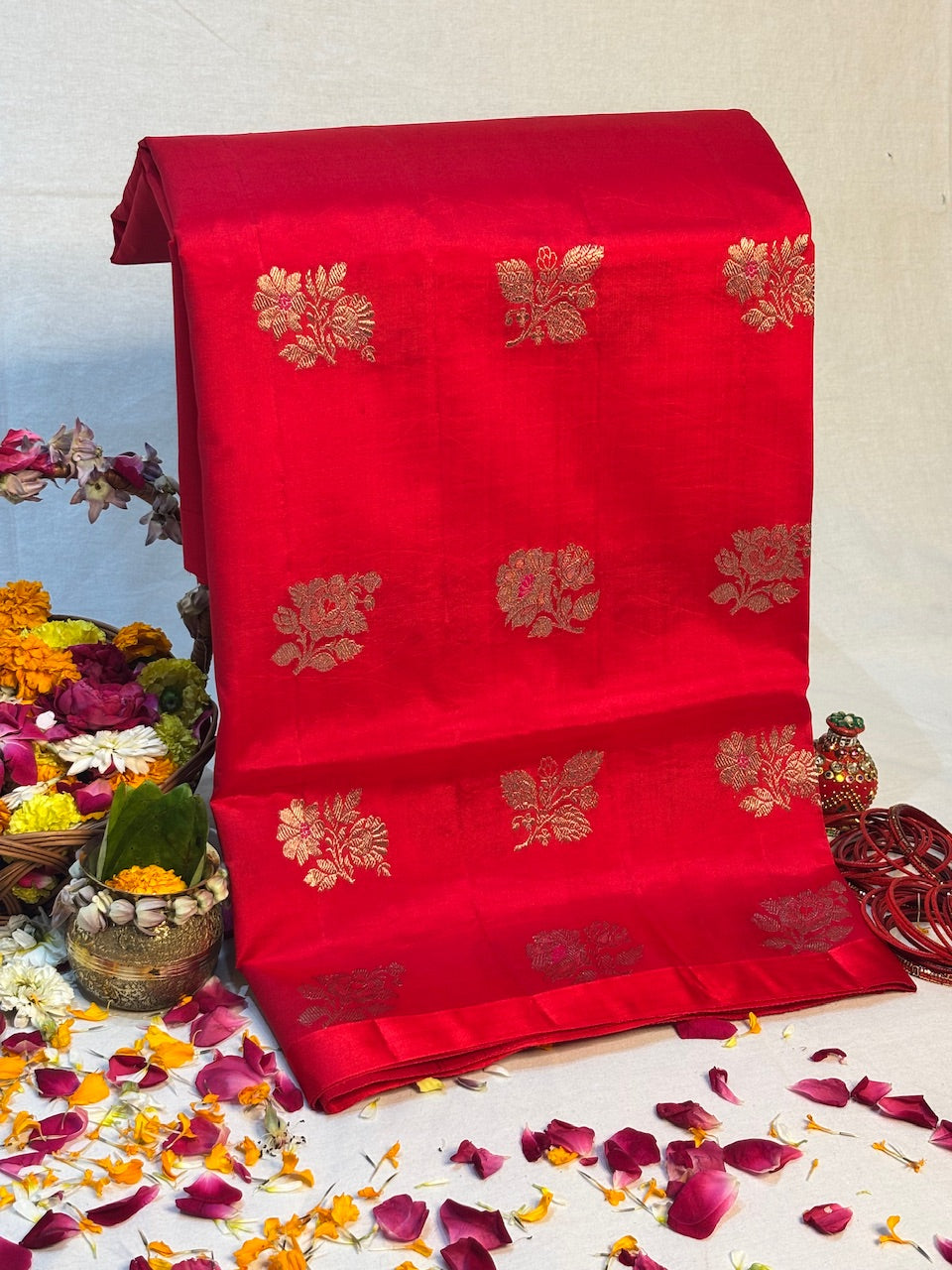 Red Banarasi Pure Soft Silk Saree