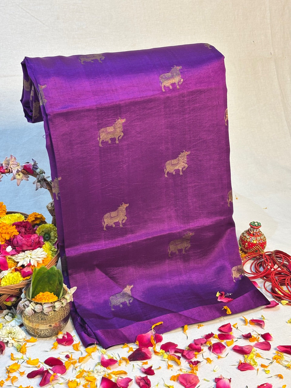 Magenta Orchid Banarasi Pure Soft Silk Saree