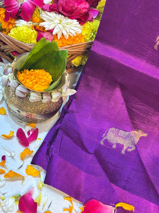 Magenta Orchid Banarasi Pure Puna Silk Saree