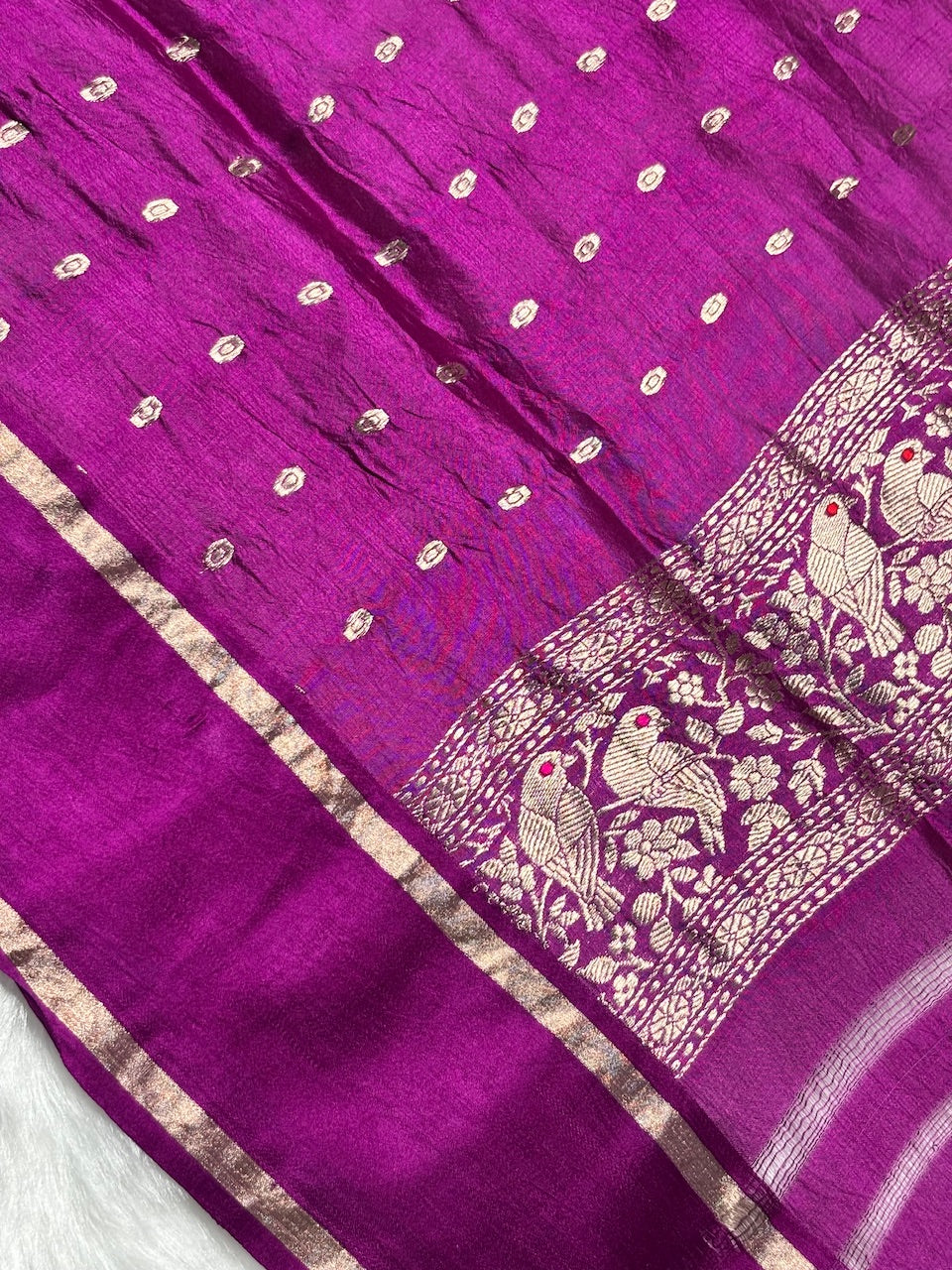Rani Wine Purple Banarasi Pure Soft Silk Saree
