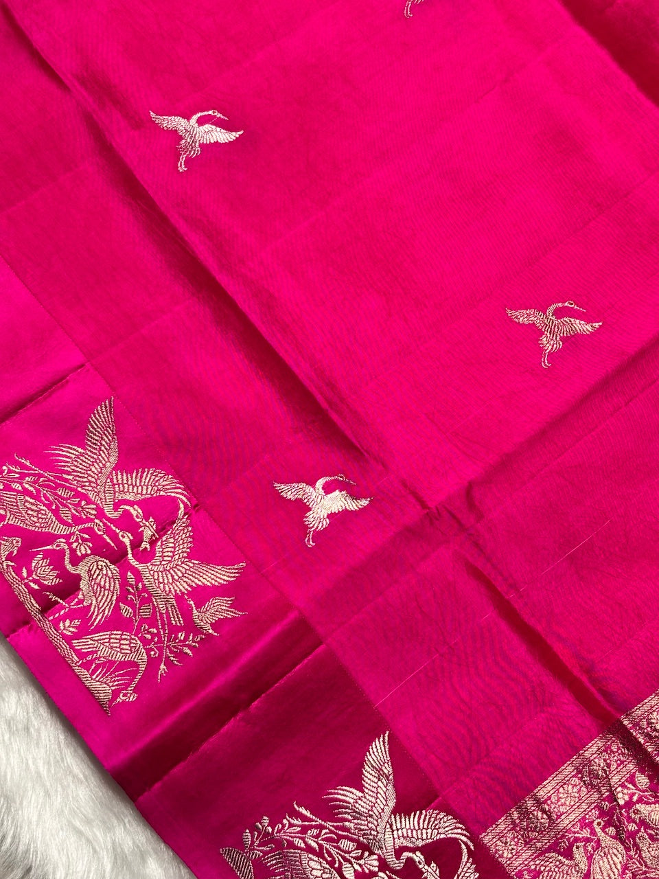 Fuchsia Pink Banarasi Pure Soft Silk Saree