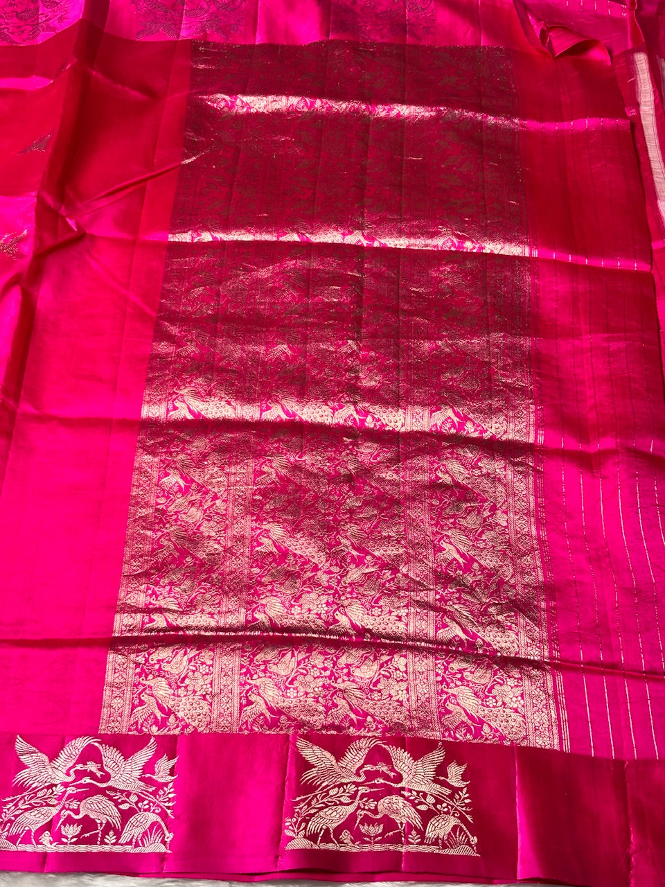 Fuchsia Pink Banarasi Pure Soft Silk Saree