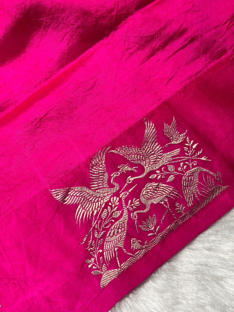 Fuchsia Pink Banarasi Pure Soft Silk Saree