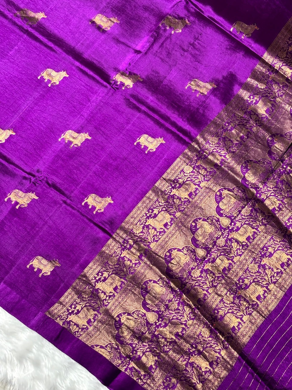 Magenta Orchid Banarasi Pure Soft Silk Saree