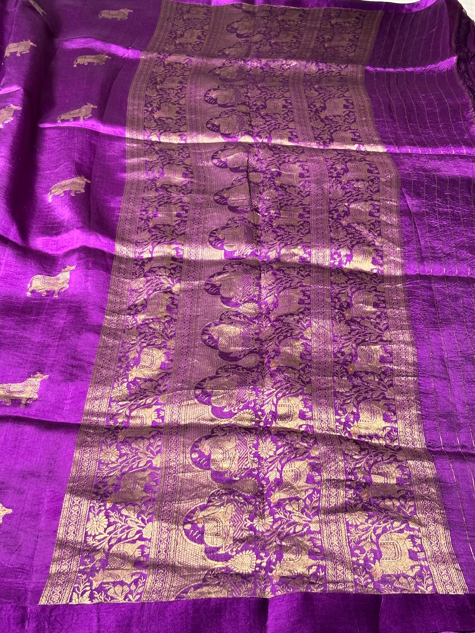 Magenta Orchid Banarasi Pure Soft Silk Saree