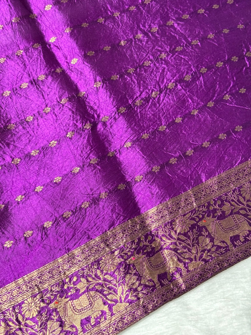 Magenta Orchid Banarasi Pure Soft Silk Saree