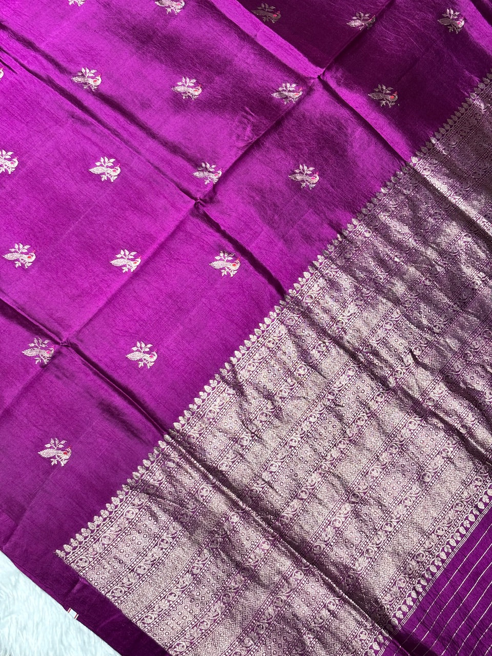 Wine Plum Radiance Banarasi Pure Soft Silk Saree