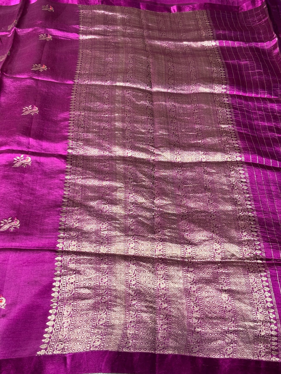 Wine Plum Radiance Banarasi Pure Soft Silk Saree