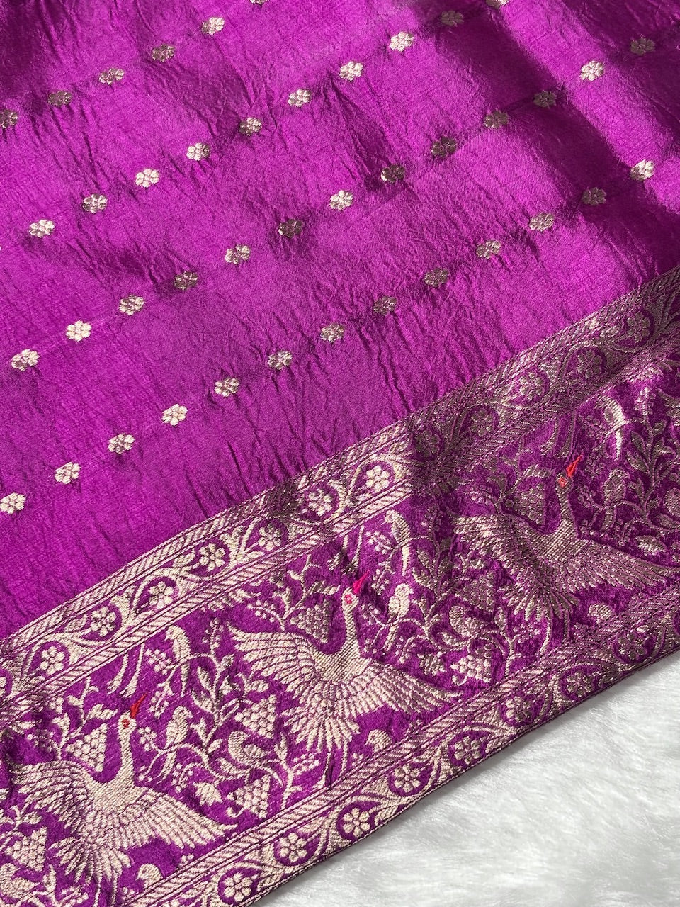 Rani Wine Purple Banarasi Pure Soft Silk Saree