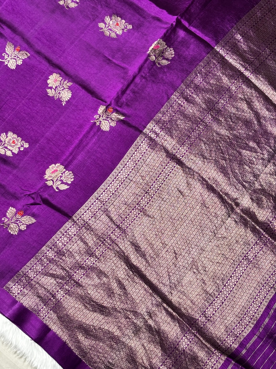 Rani Wine Purple Banarasi Pure Soft Silk Saree