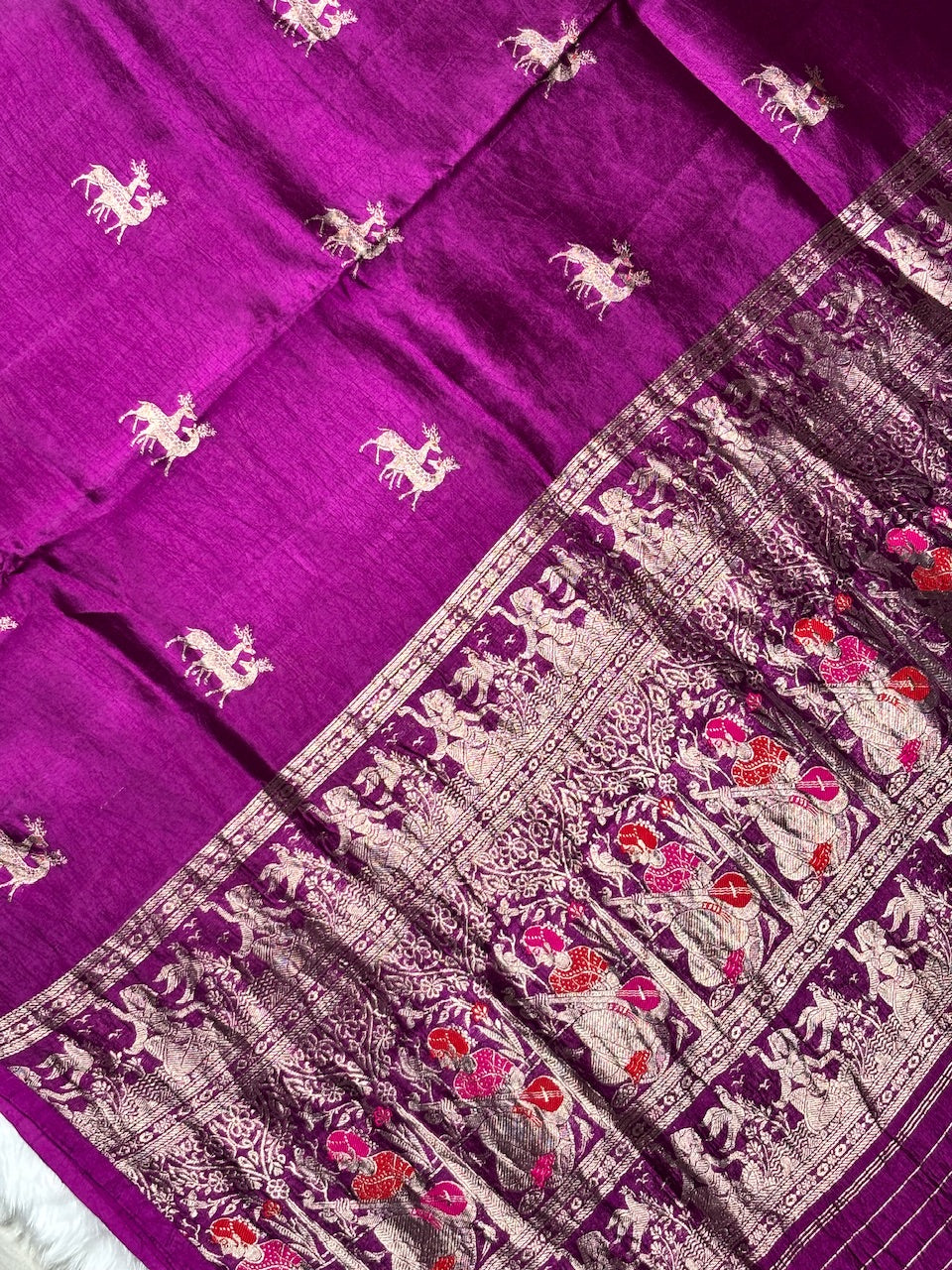 Rani Wine Purple Banarasi Pure Soft Silk Saree