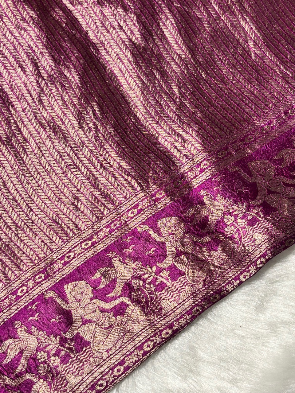 Rani Wine Purple Banarasi Pure Puna Silk Saree