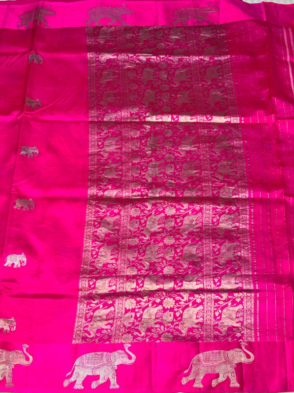 Rani Pink Banarasi Pure Soft Silk Saree