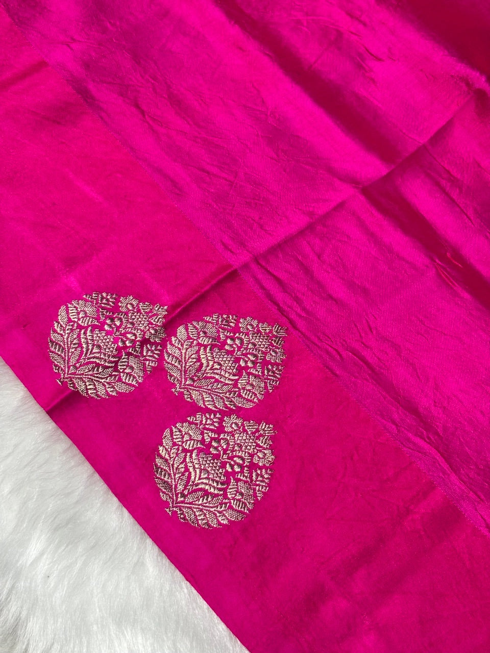 Rani Pink Banarasi Pure Soft Silk Banarasi Saree