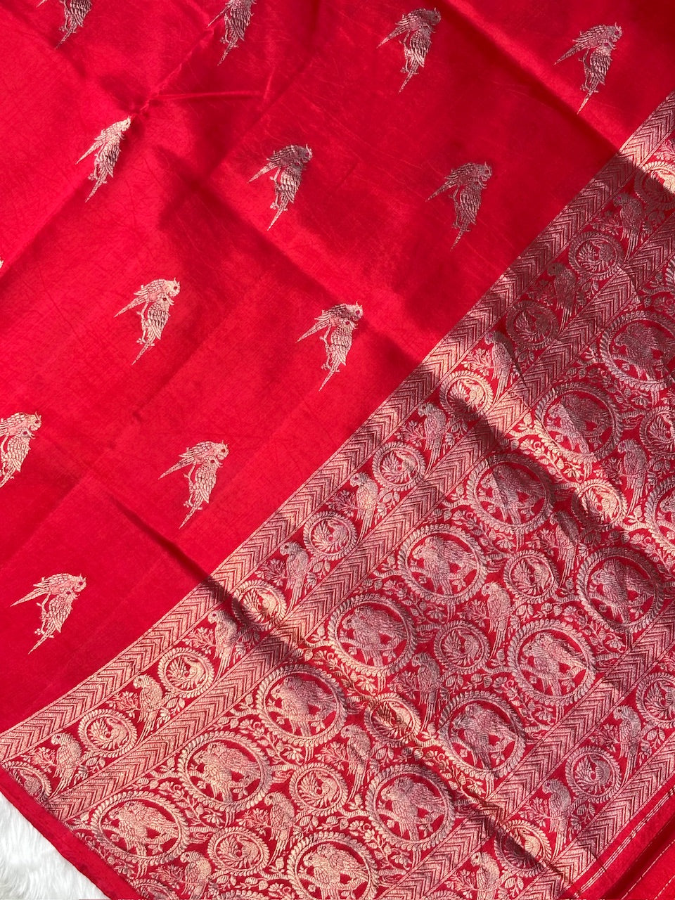 Red Banarasi Pure Soft Silk Saree