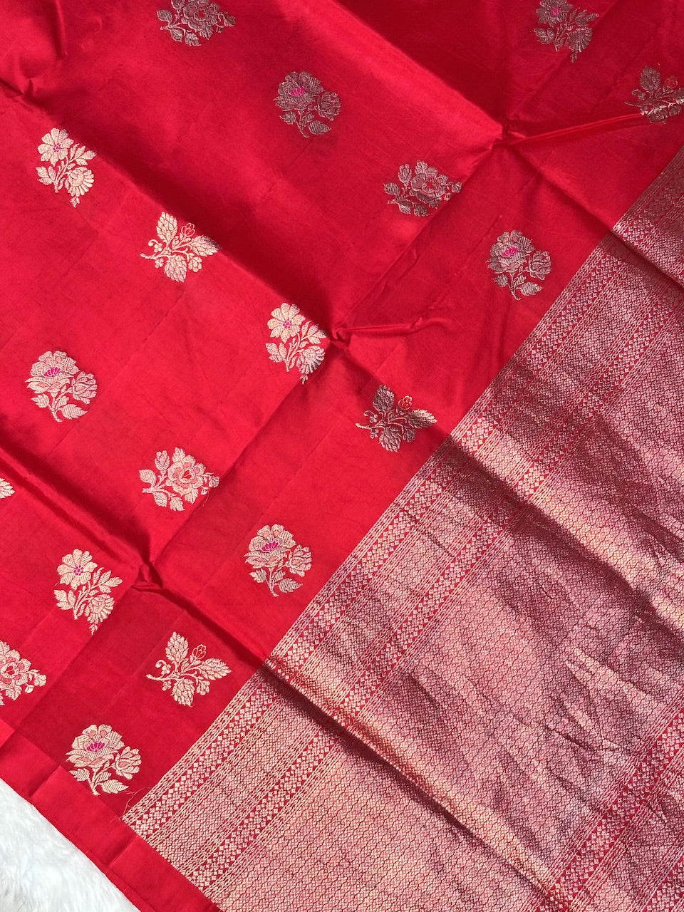 Red Banarasi Pure Soft Silk Saree