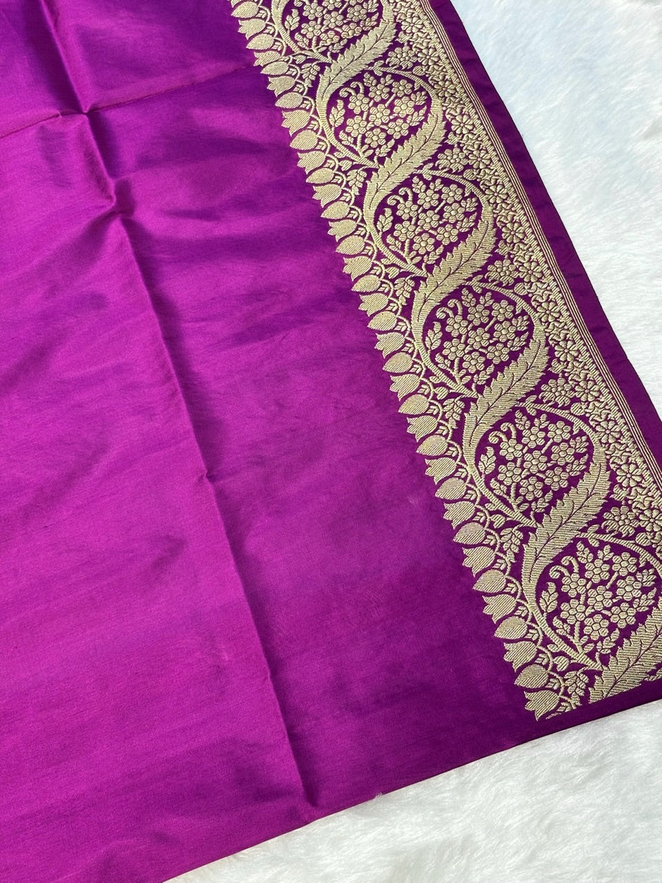 Ocean Blue Handwoven Pure Banarasi Silk Saree – Kadwa Weave in 100% Katan Mulberry Silk