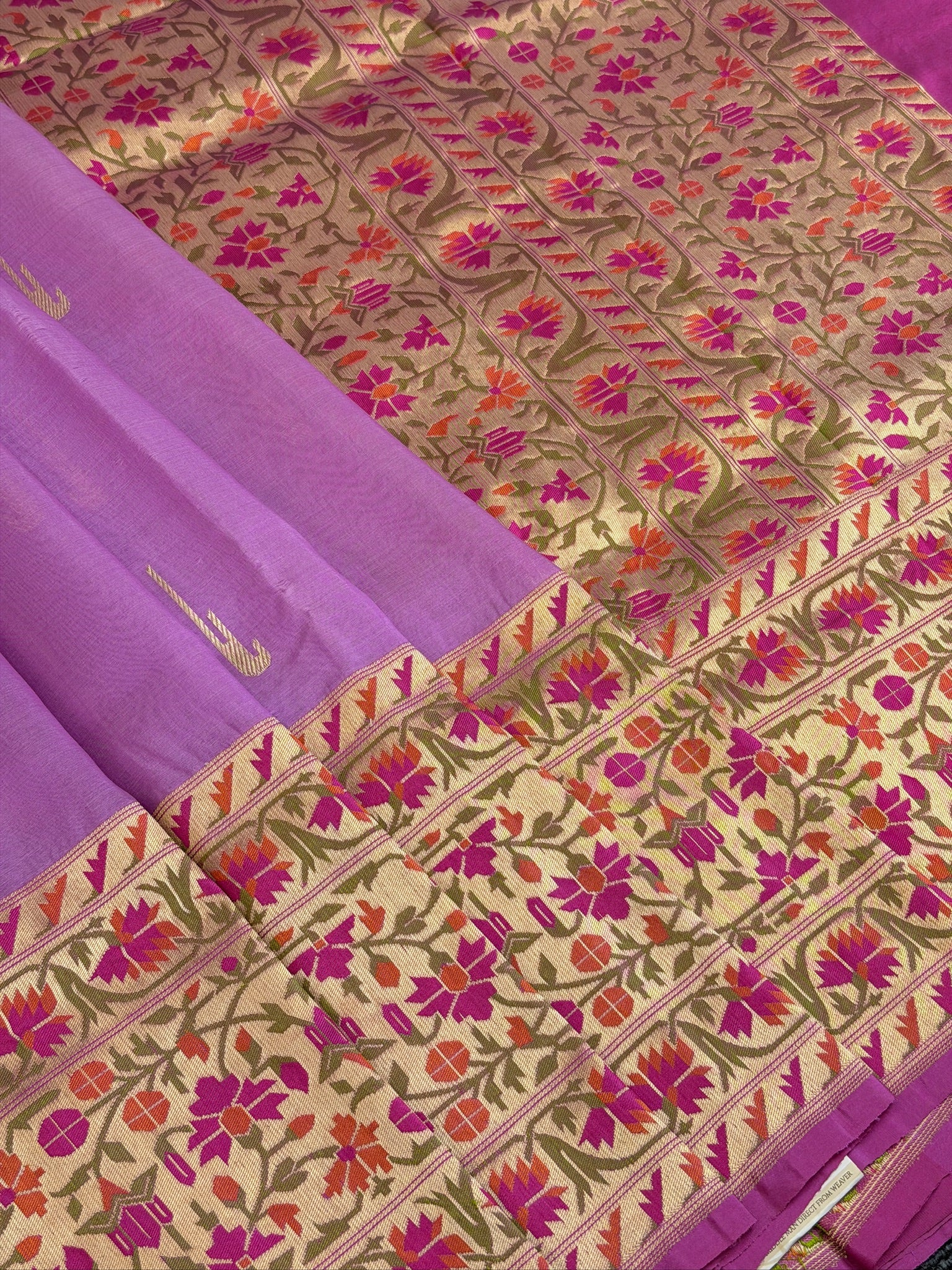 Lavender Premium Banarasi Kora Organza Silk Saree – 100% Handwoven | Elegant & Timeless Design