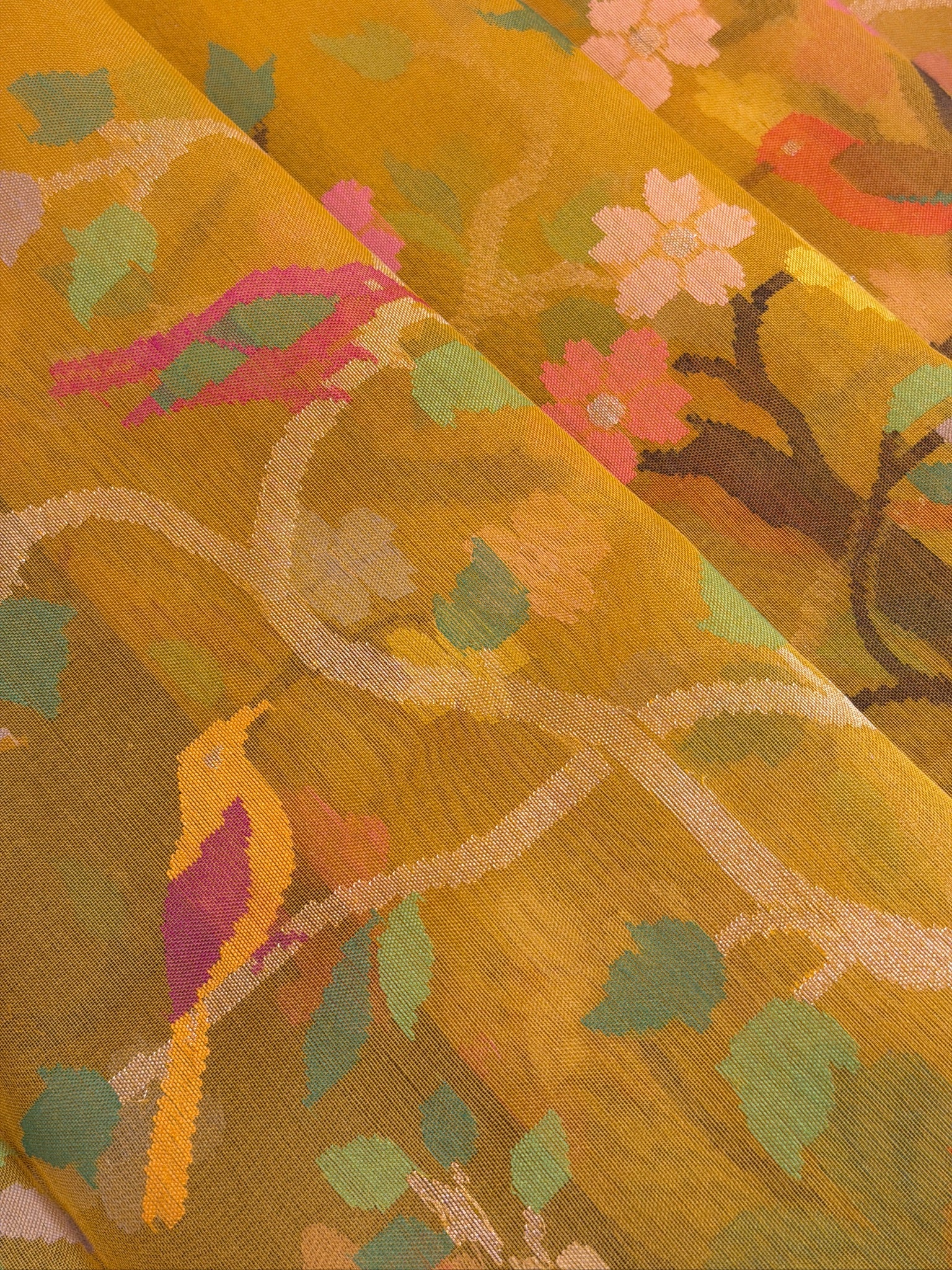 Manmgo Yellow Premium Banarasi Kora Organza Silk Saree – 100% Handwoven | Elegant & Timeless Design