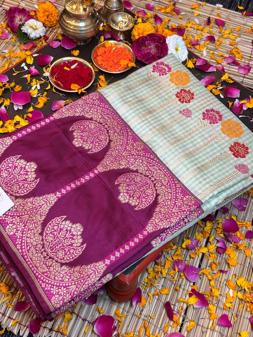 Soft Pastel Green Pure Katan Silk handwoven saree