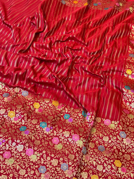 Red Pure Katan Silk handwoven saree