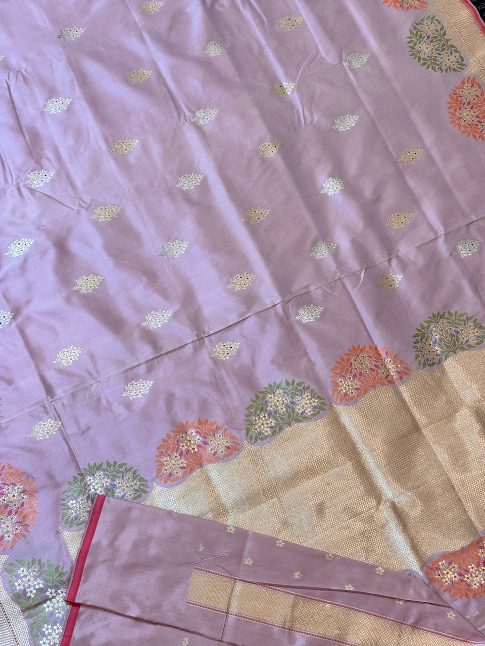 Lilac Lavender Pure Katan Silk handwoven saree