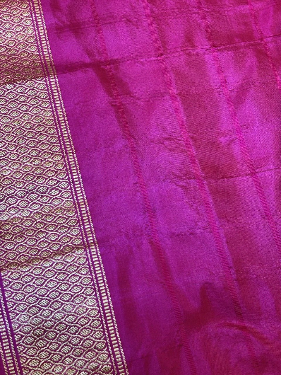 Hot Pink Pure Katan Silk handwoven saree