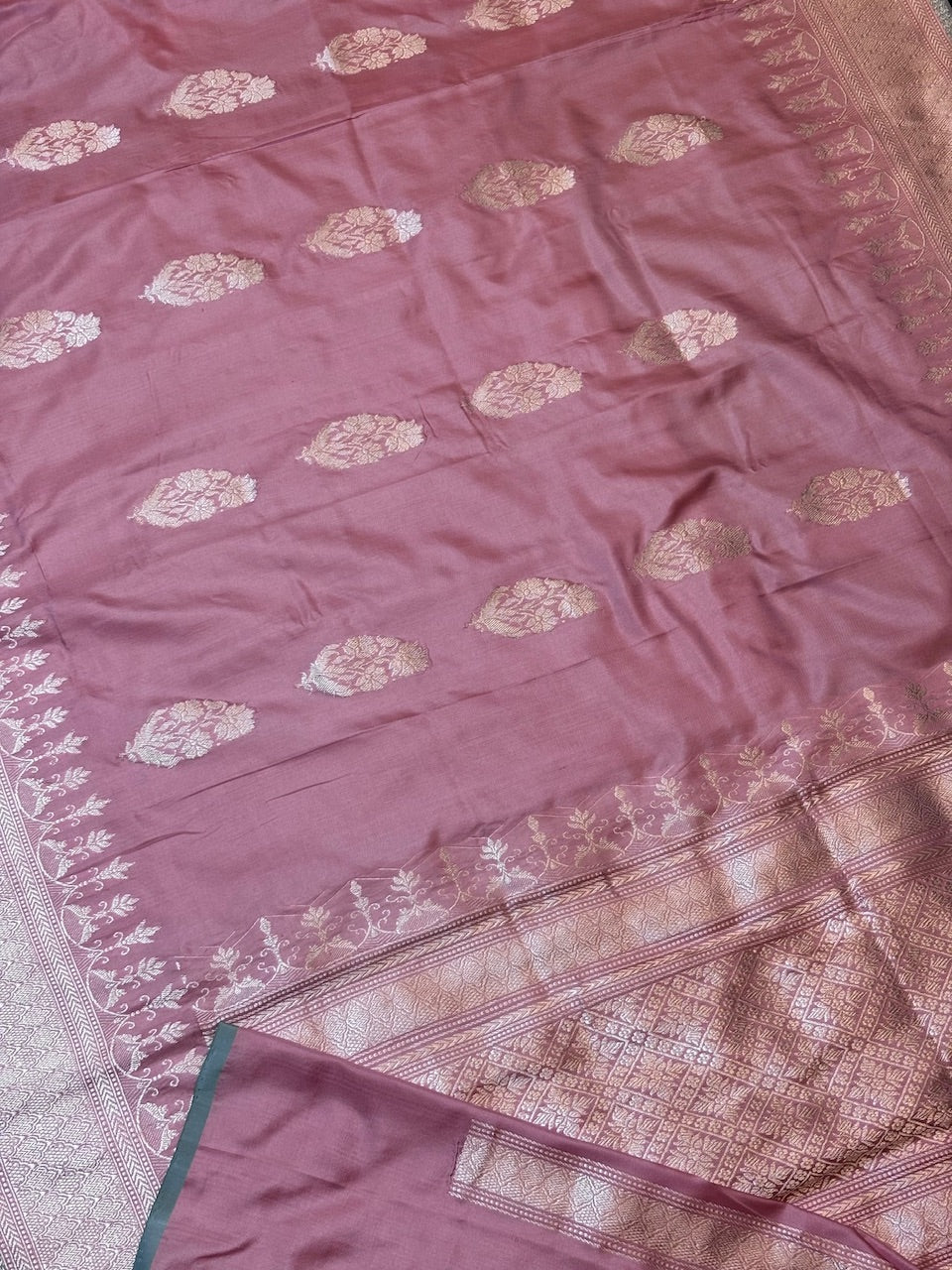 Powder Pink Pure Banarasi Ektara Mulberry Silk Handwoven
