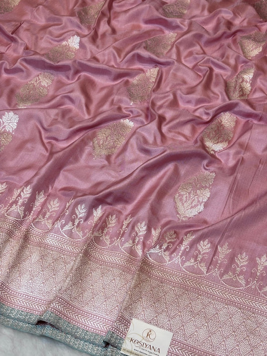 Powder Pink Pure Banarasi Ektara Mulberry Silk Handwoven