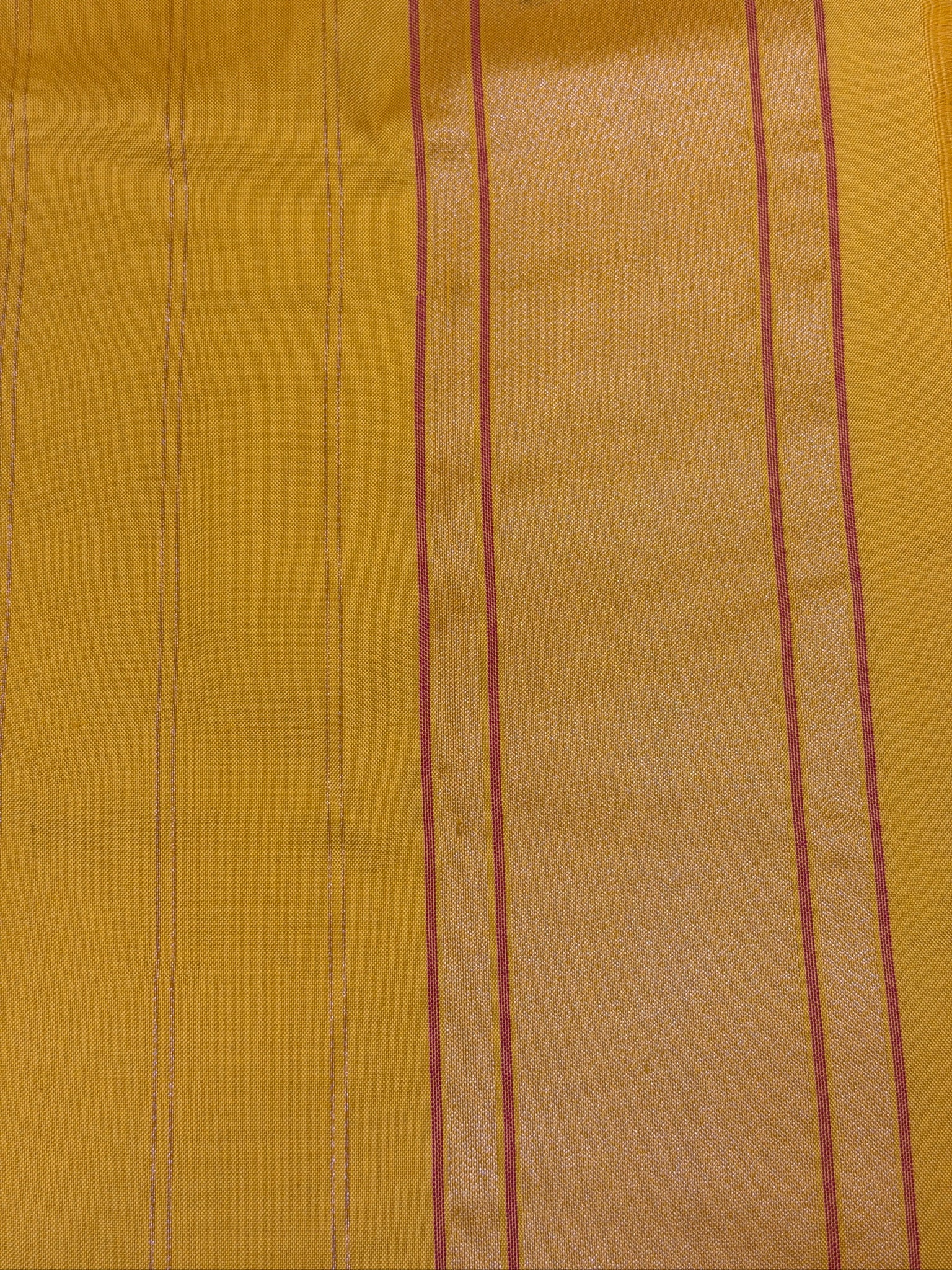 Mango Yellow Pure Banarasi Ektara Mulberry Silk Jamdani With Skrt Border Handwoven Saree