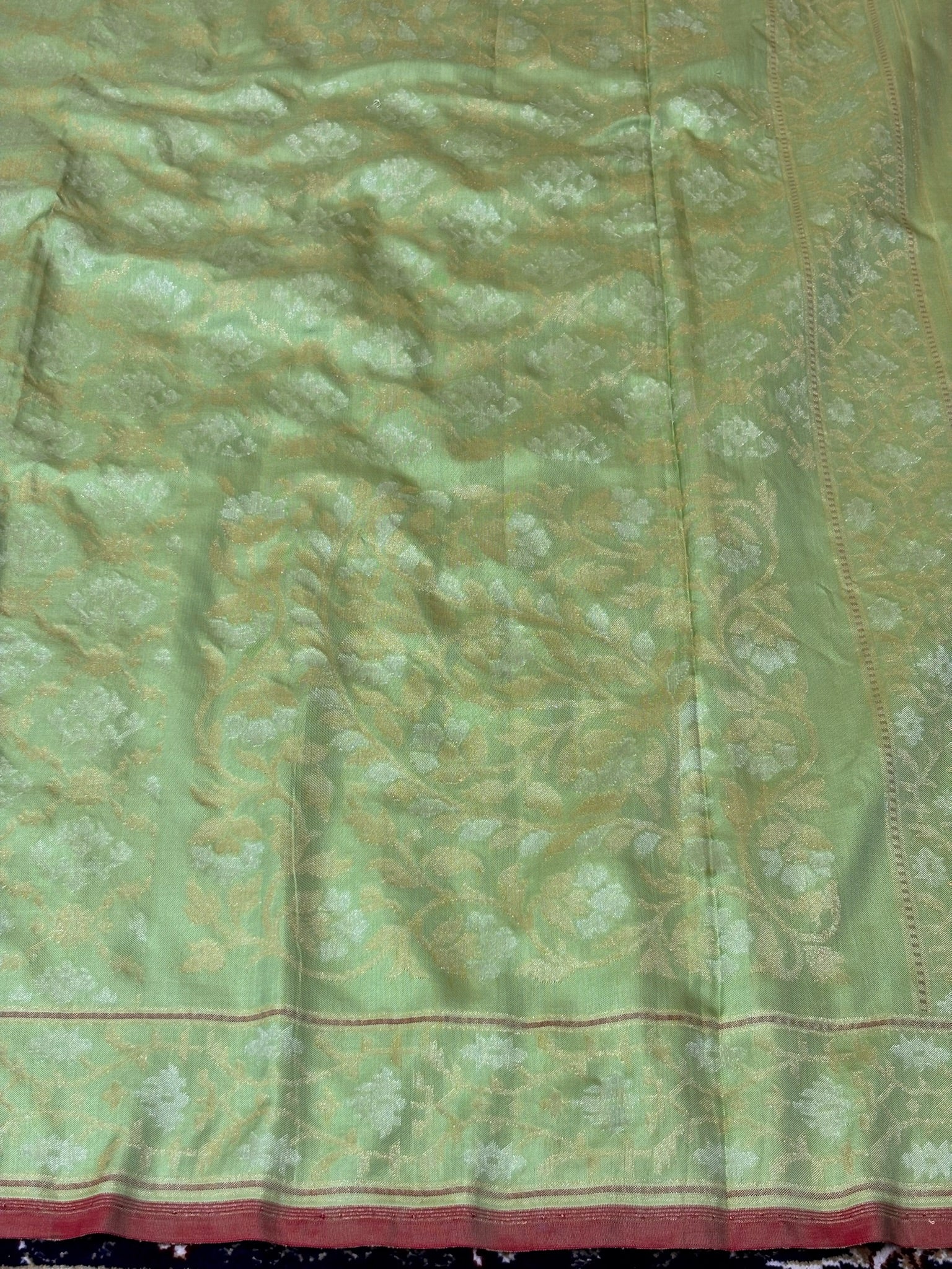 Pure Ektara Silk Jamdani Saree | Elegant Pista Green Design