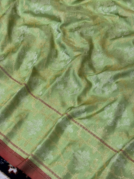 Pure Ektara Silk Jamdani Saree | Elegant Pista Green Design