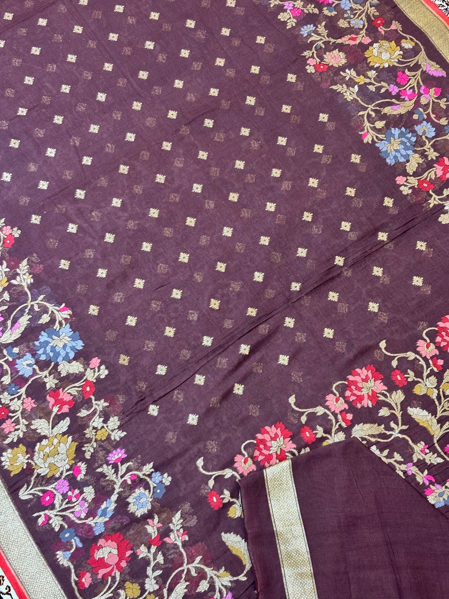 Pure Cotton Jamdani Saree | Elegant Brown Design