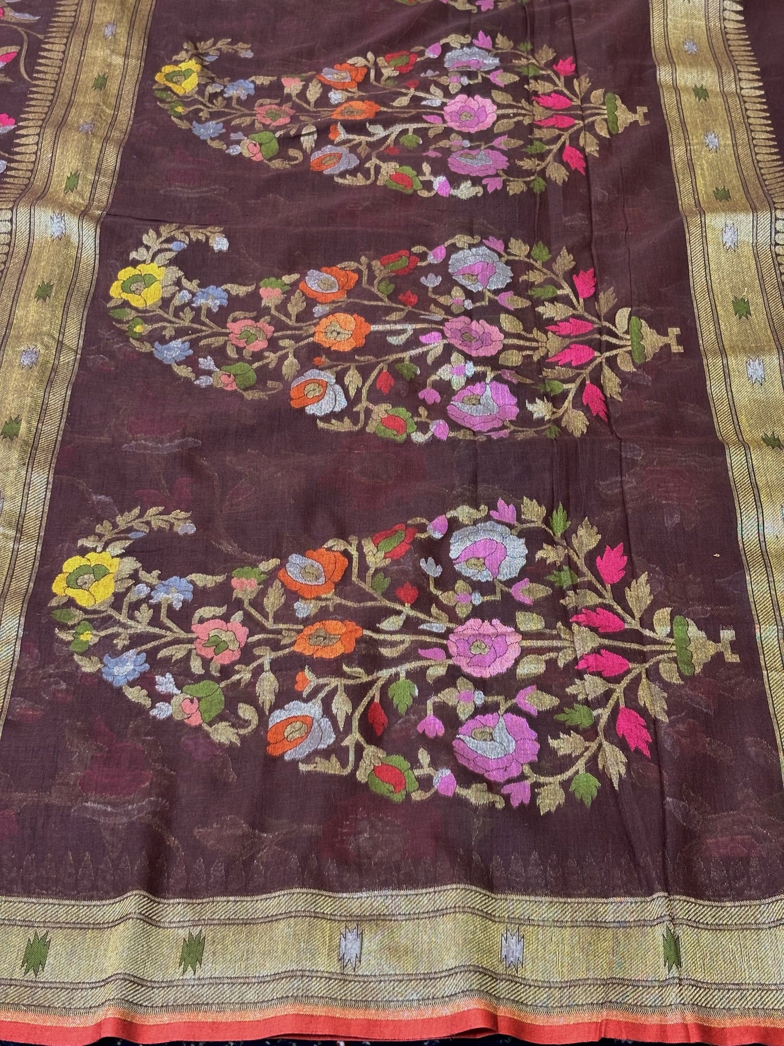 Pure Cotton Jamdani Saree | Elegant Brown Design