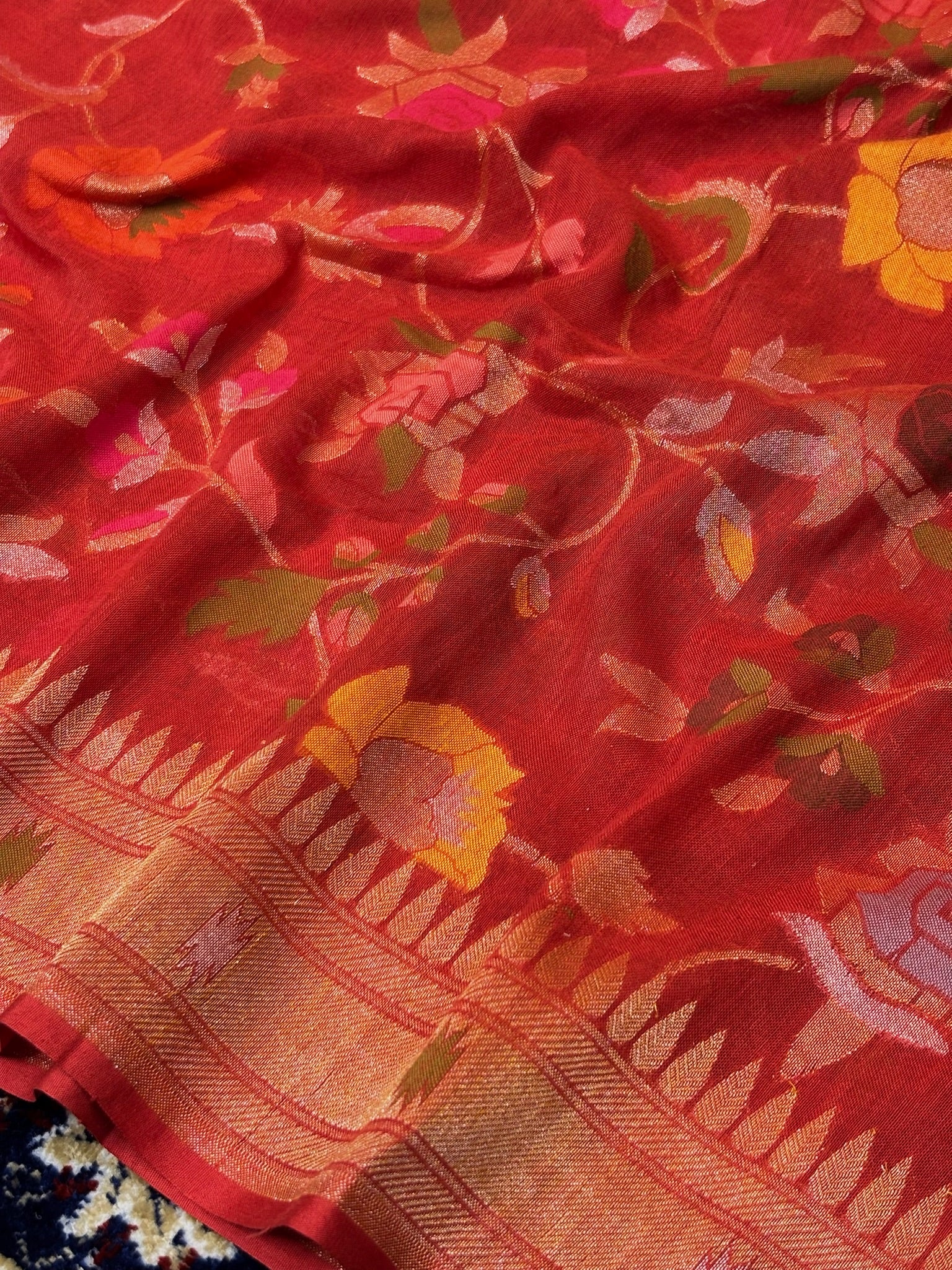 Pure Cotton Jamdani Saree | Elegant Red Design