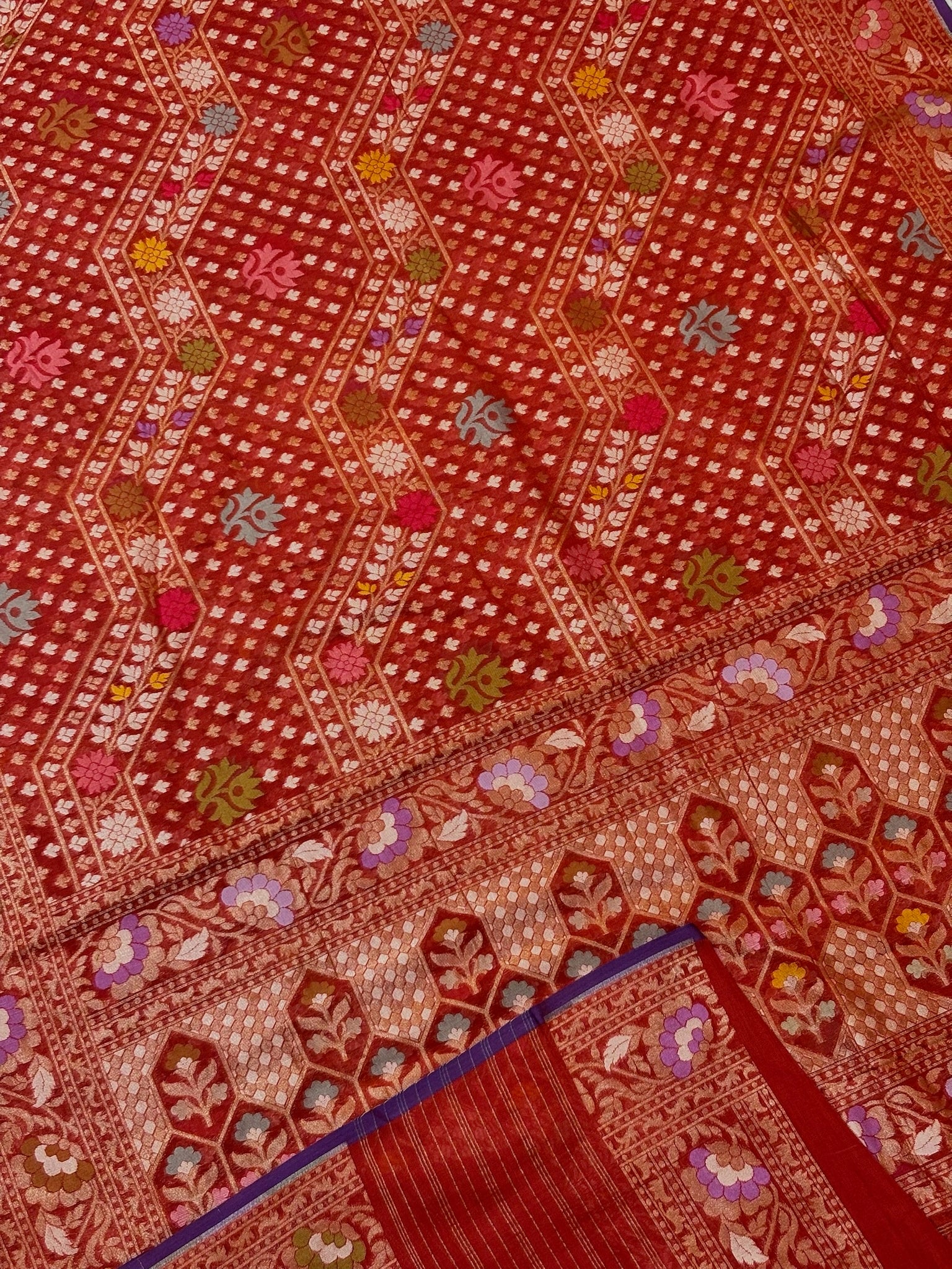 Pure Cotton Jamdani Saree | Elegant Red Design