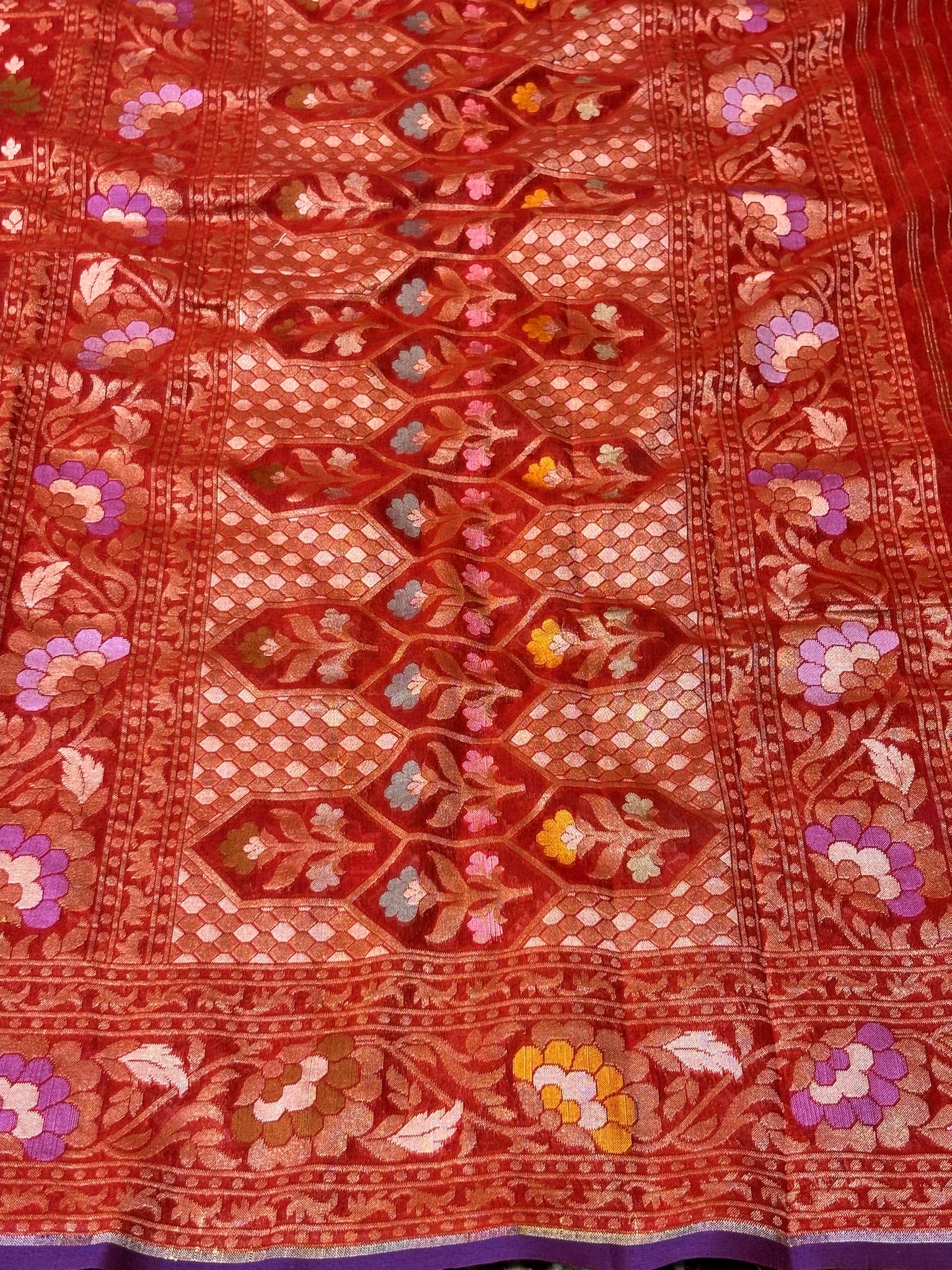 Pure Cotton Jamdani Saree | Elegant Red Design