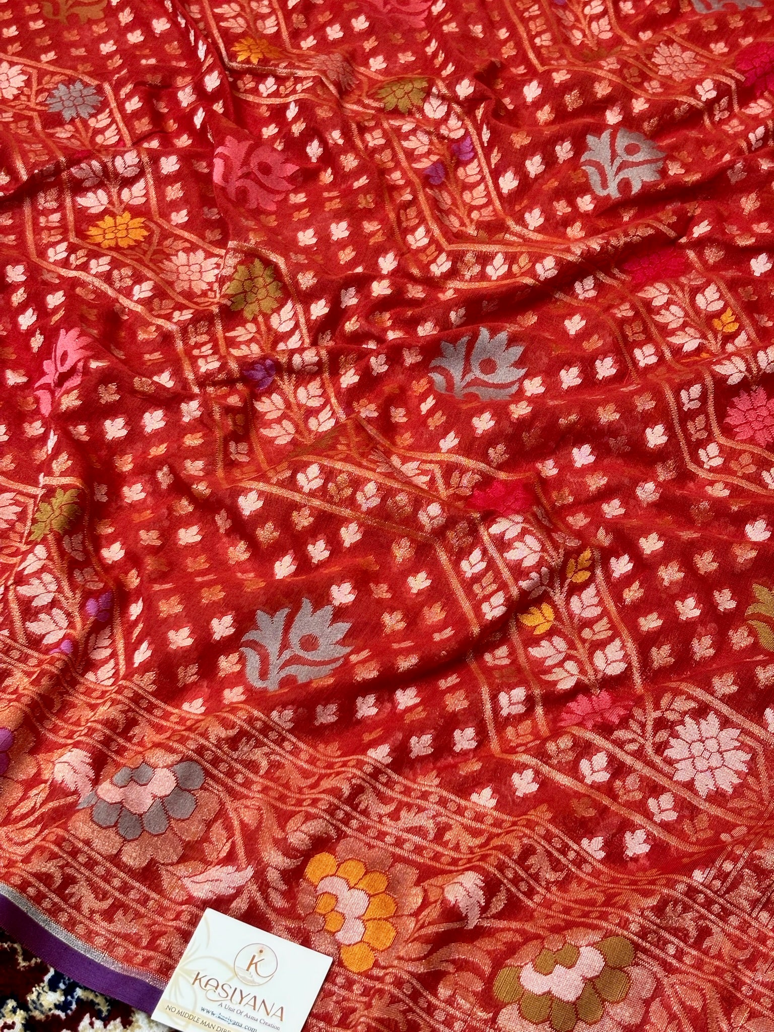 Pure Cotton Jamdani Saree | Elegant Red Design