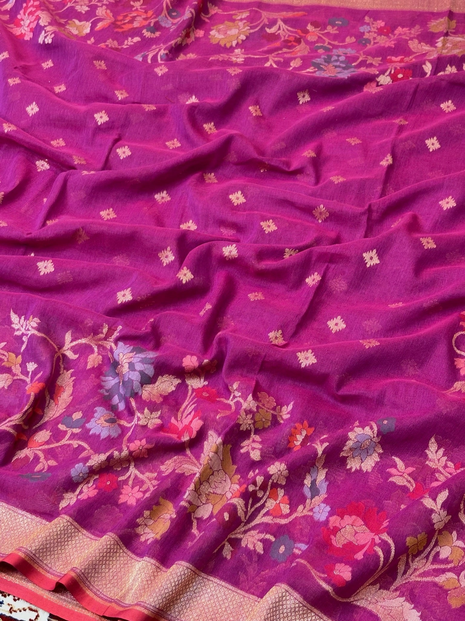 Pure Cotton Jamdani Saree | Elegant Wine Pink Design