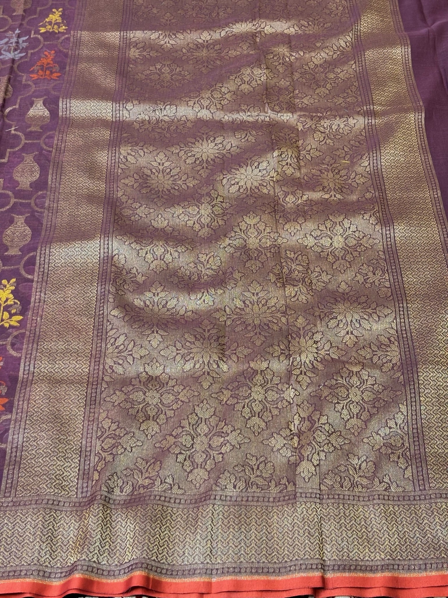 Pure Cotton Jamdani Saree | Elegant Mulberry Wine Design