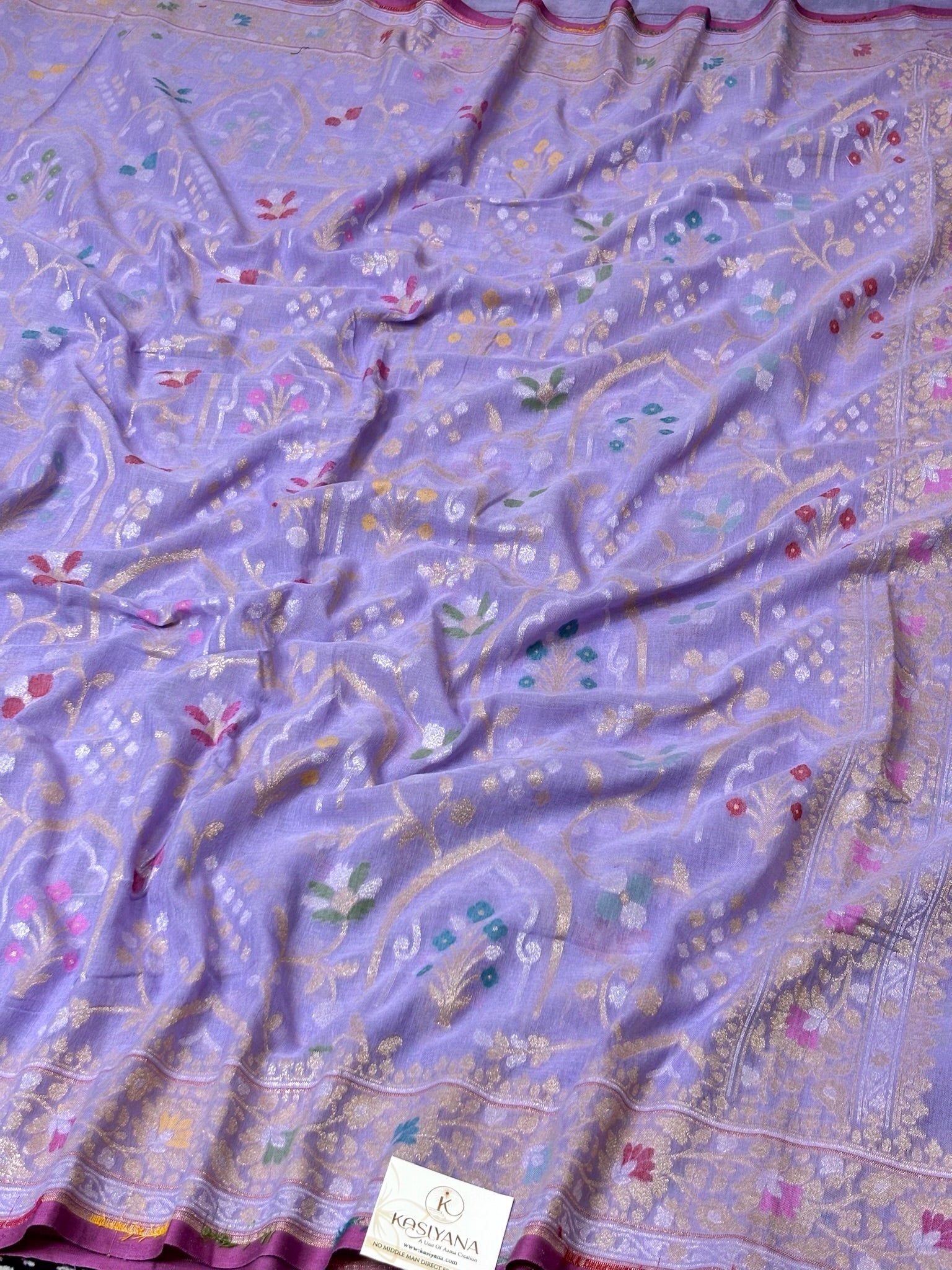 Pure Cotton Jamdani Saree | Elegant Lavender Design
