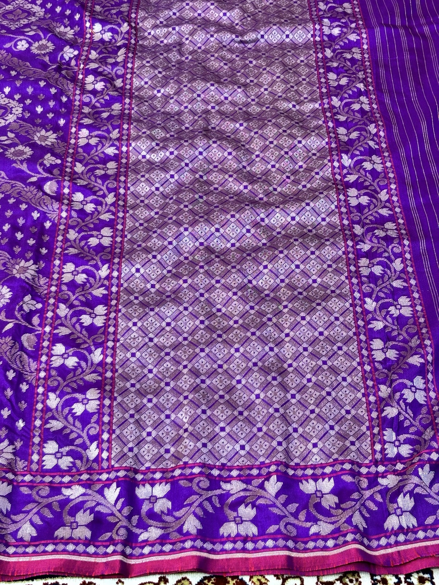 Pure Ektara Silk Jamdani Saree | Elegant Purple Design