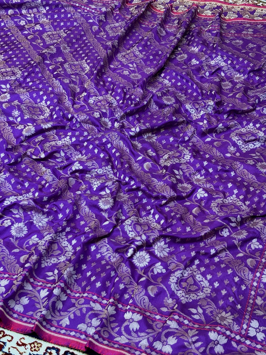 Pure Ektara Silk Jamdani Saree | Elegant Purple Design