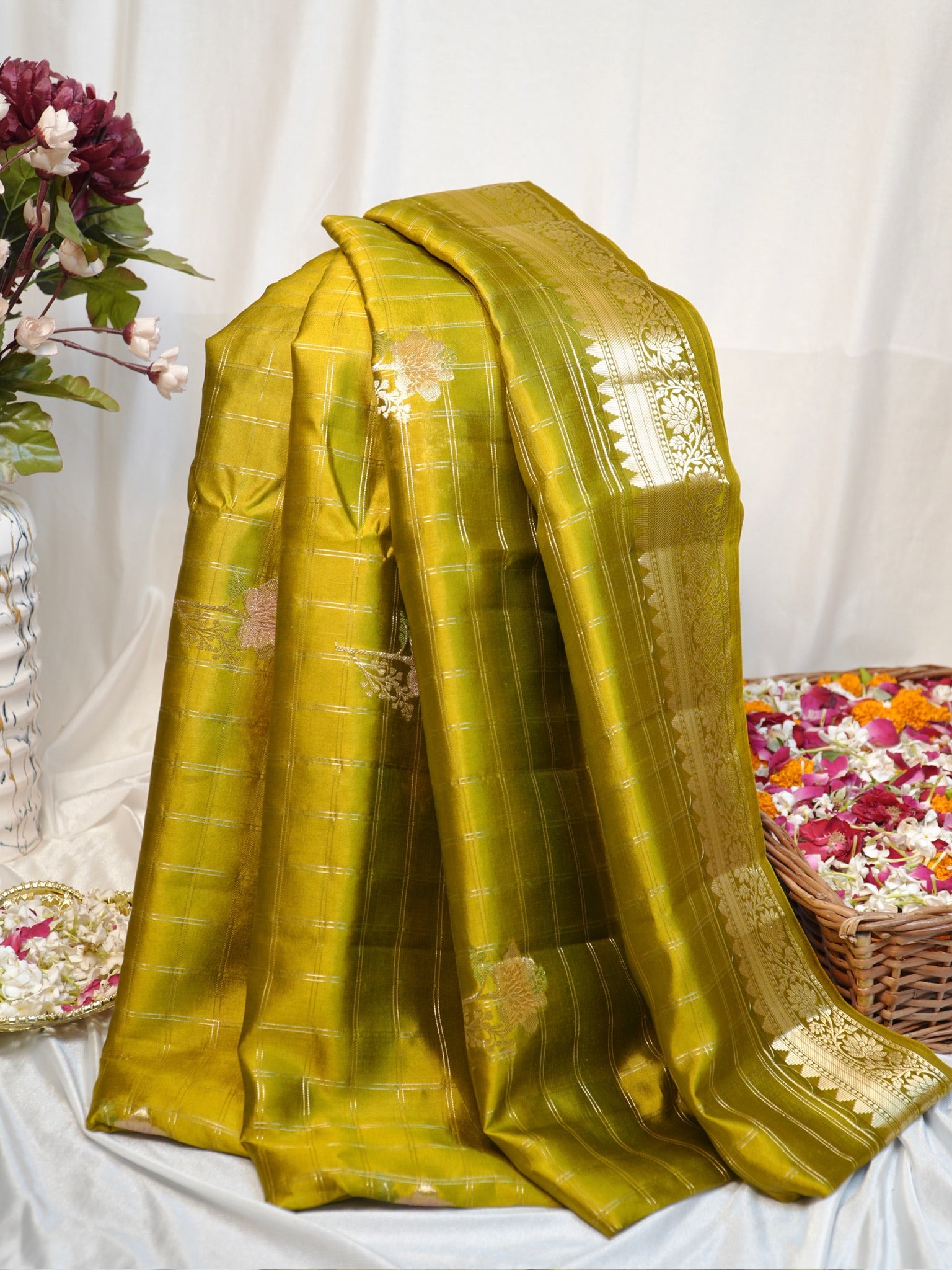 Mustard Yellow 100% Pure Soft Katan Silk Saree