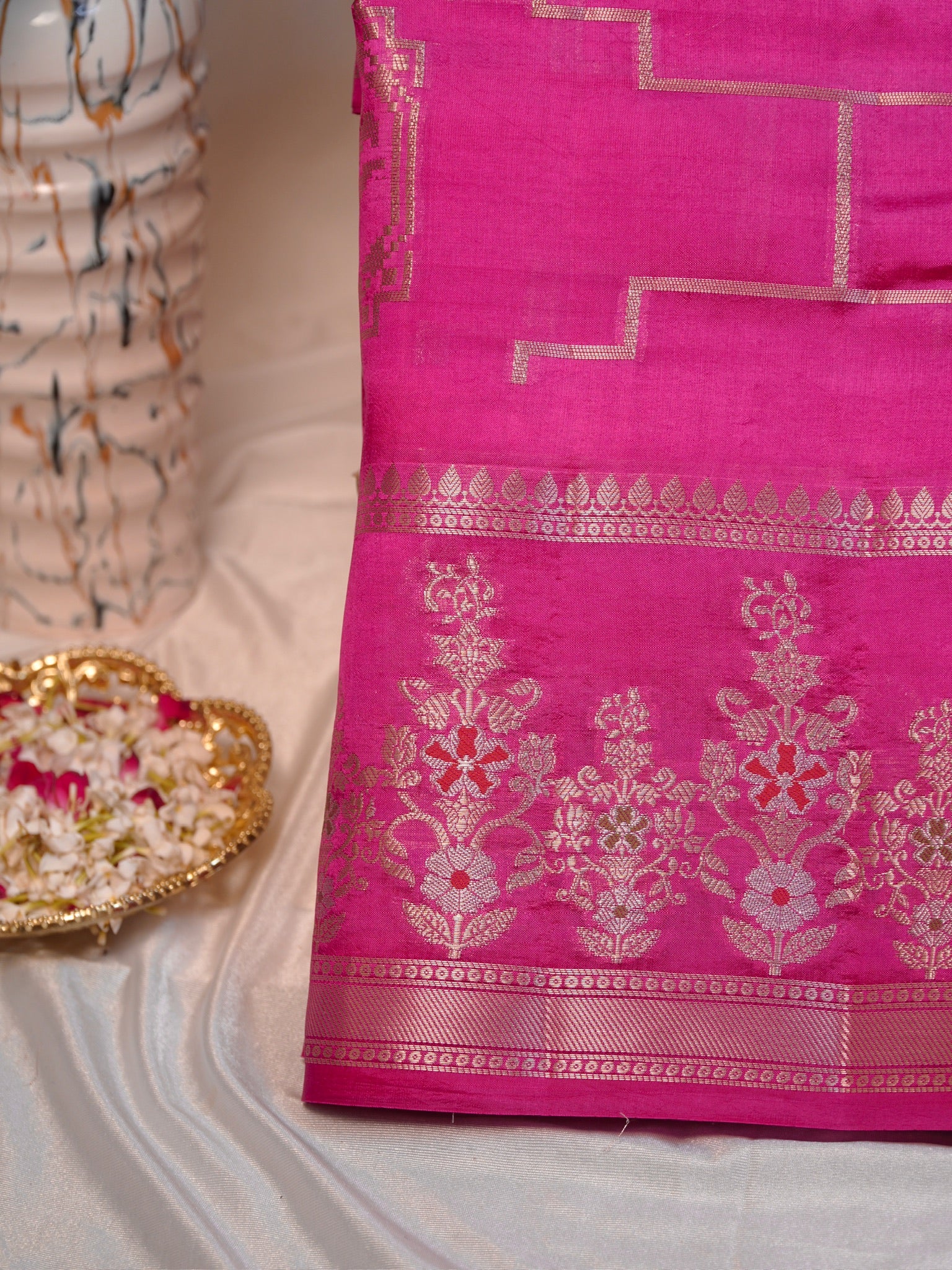 Rani Pink 100% Pure Soft Katan Silk Saree