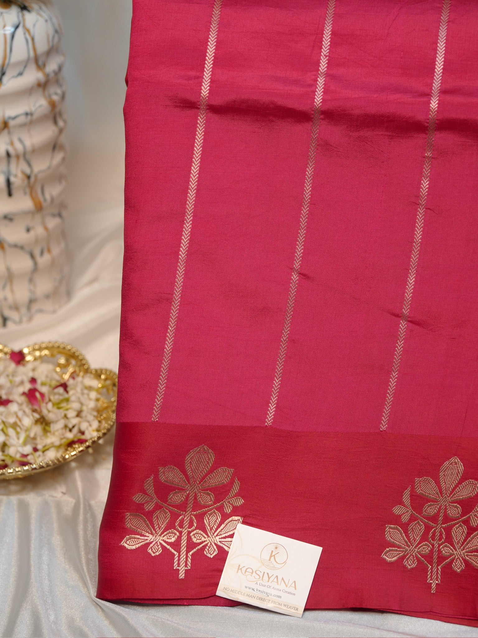 Apple Pink 100% Pure Soft Katan Silk Handwoven Saree