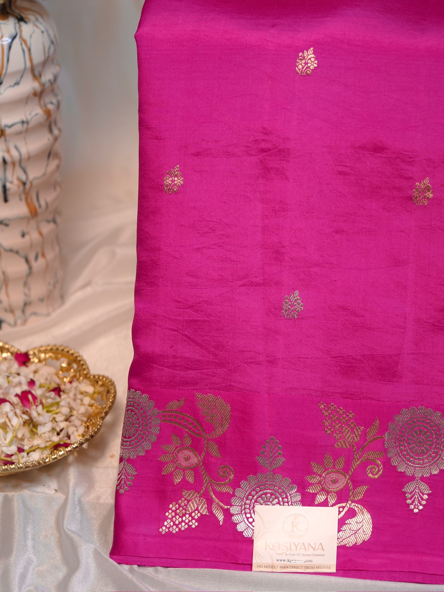 Rani Pink 100% Pure Soft Katan Silk Handwoven Saree