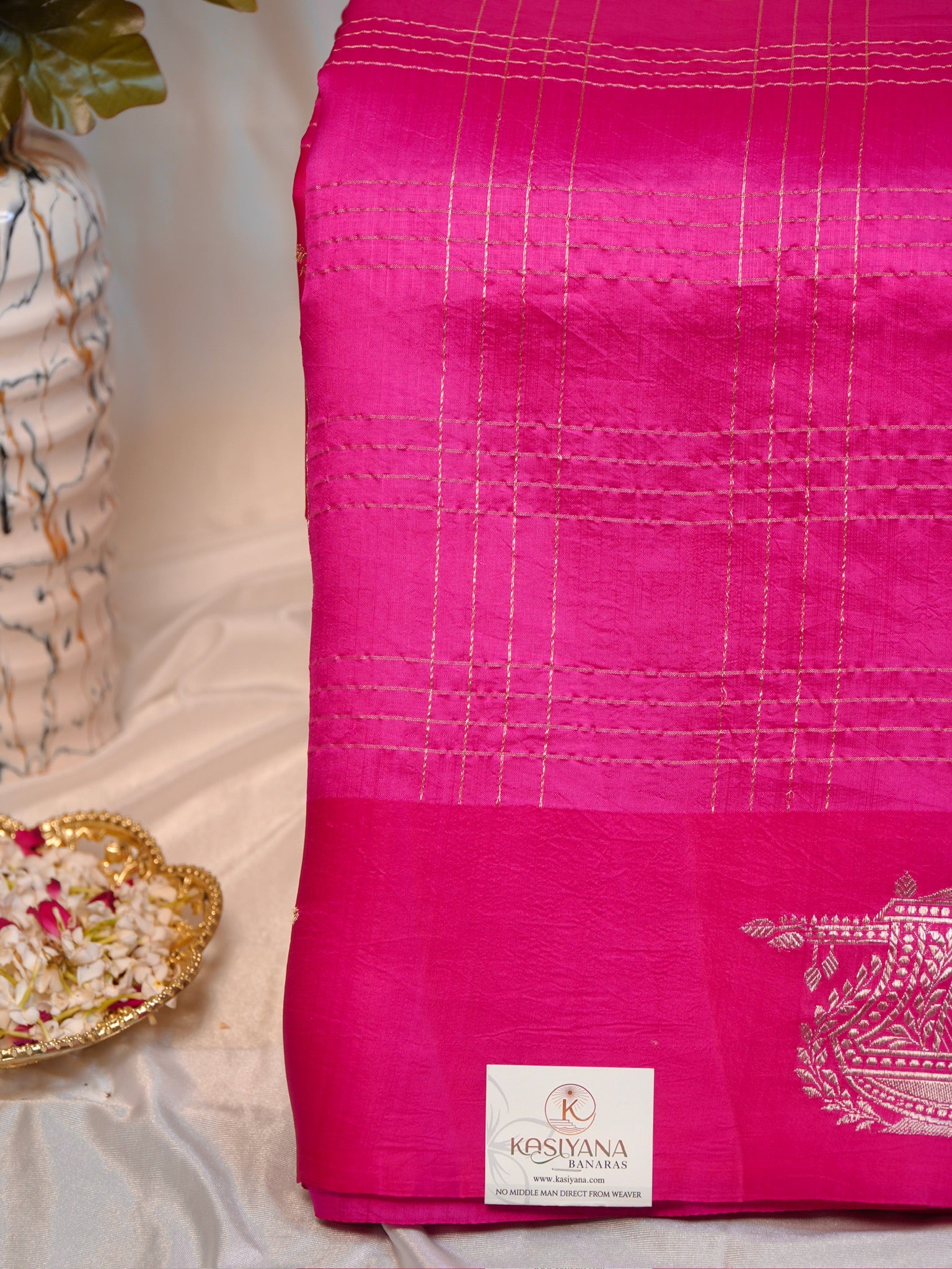 Rani Pink 100% Pure Soft Katan Silk Handwoven Saree