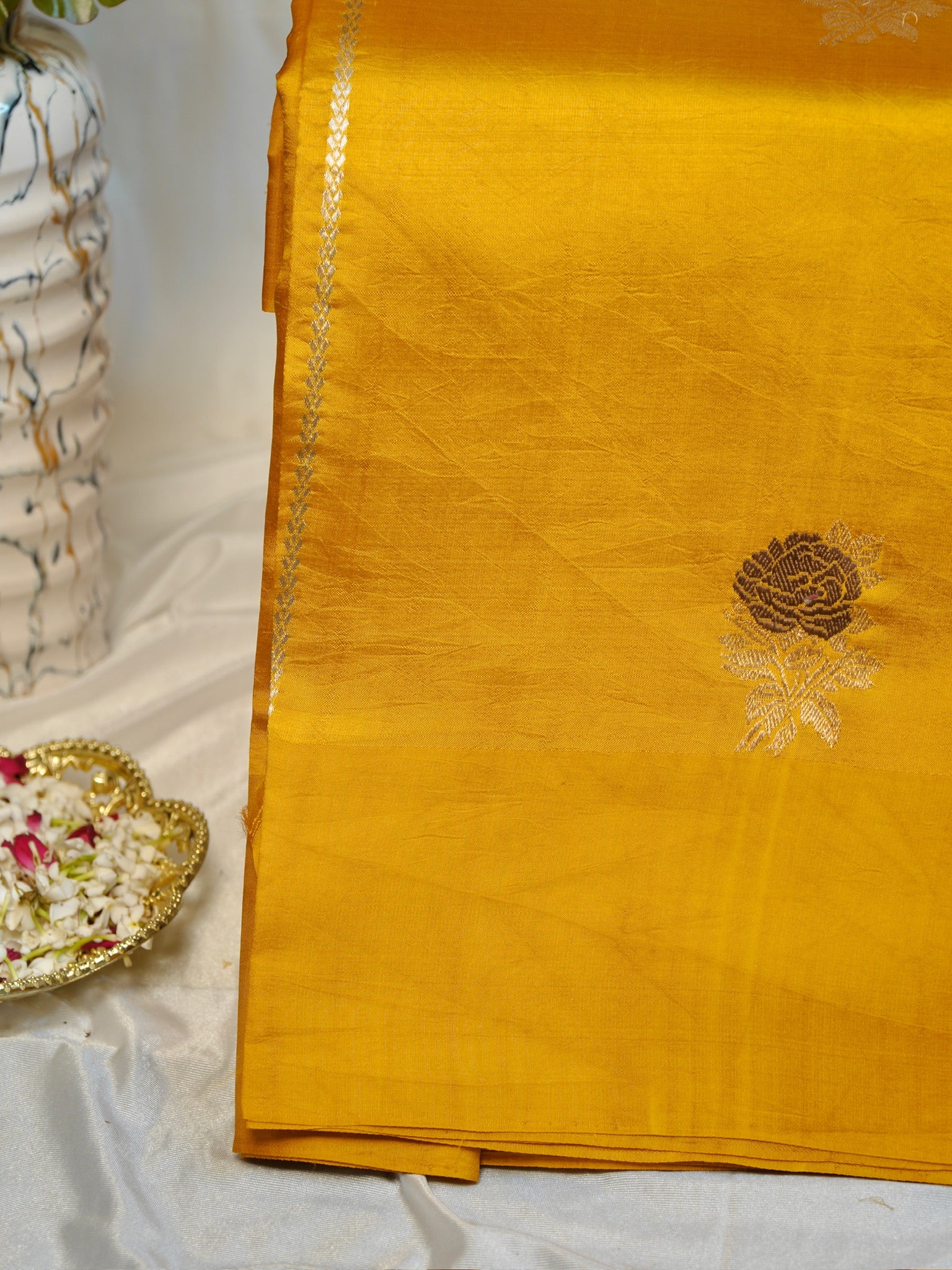 Yellow 100% Pure Soft Katan Silk Handwoven Saree