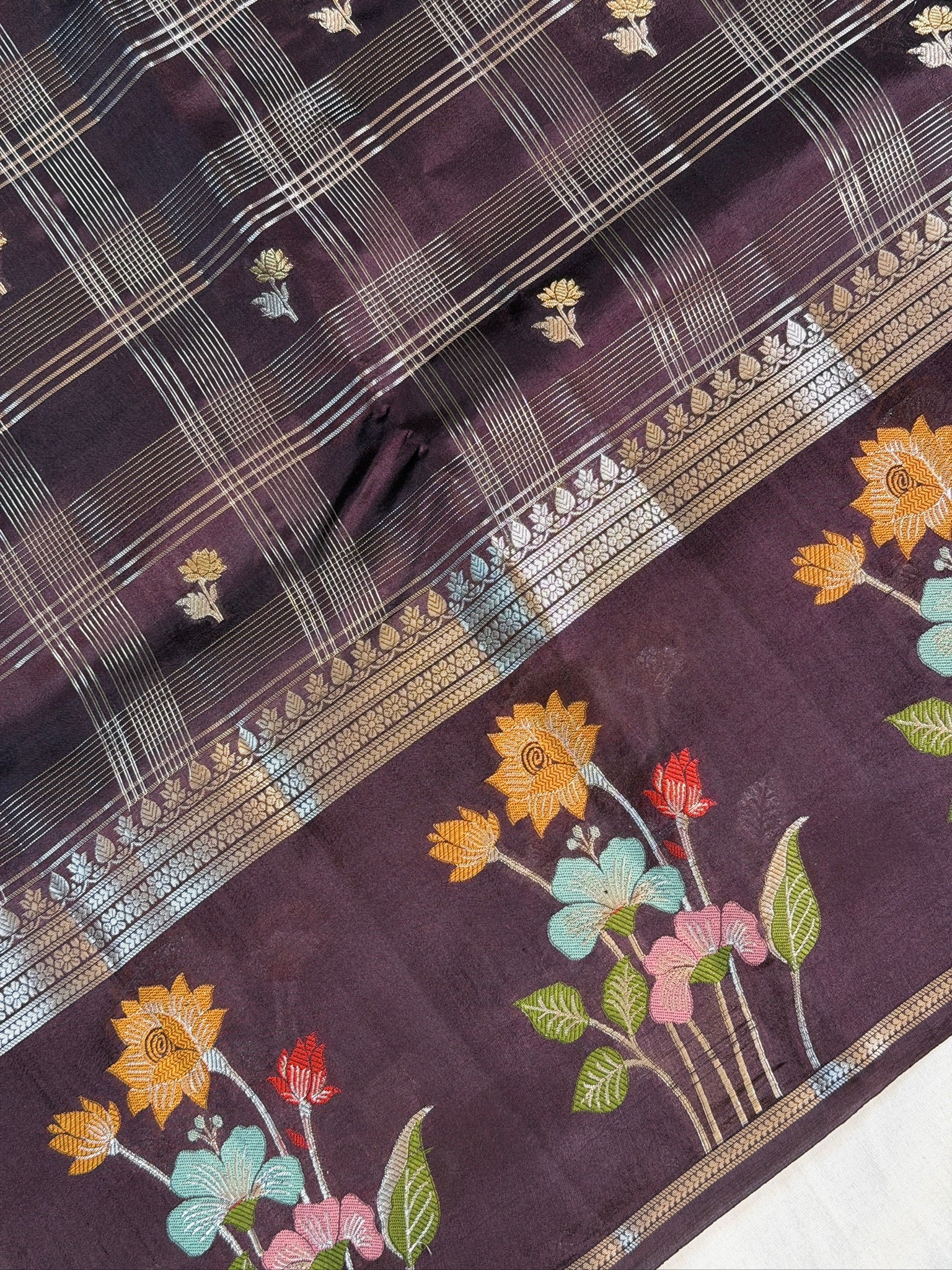 Wine 100% Pure Soft Katan Silk Saree